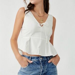 Free People mika tank top, cottage core romantic top sz. L
